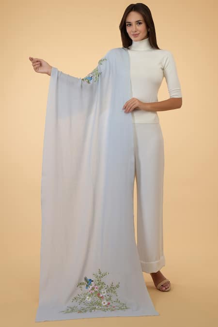 Buy_Talking Threads_Blue Embroidered Pashmina Stole_Online_at_Aza_Fashions