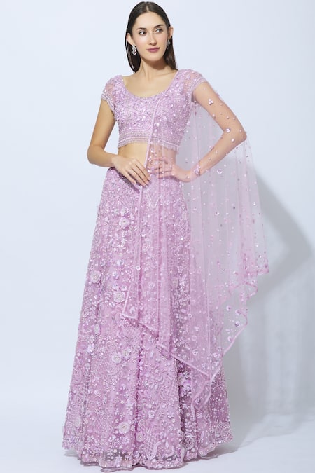 Nadine Dhody_Purple Embellished Lehenga Set_Online_at_Aza_Fashions