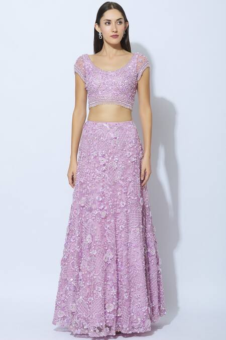 Buy_Nadine Dhody_Purple Embellished Lehenga Set_Online_at_Aza_Fashions