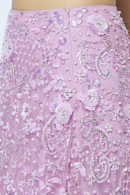 Nadine Dhody_Purple Embellished Lehenga Set_at_Aza_Fashions