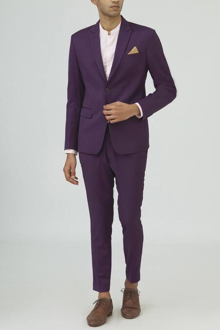 Mapxencars Purple Silk Blazer Jacket Set