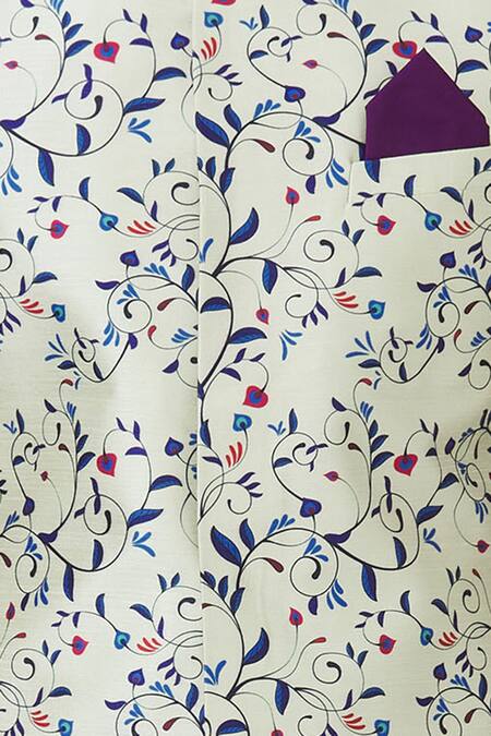 Buy_Mapxencars_Off White Silk Printed Sherwani Set