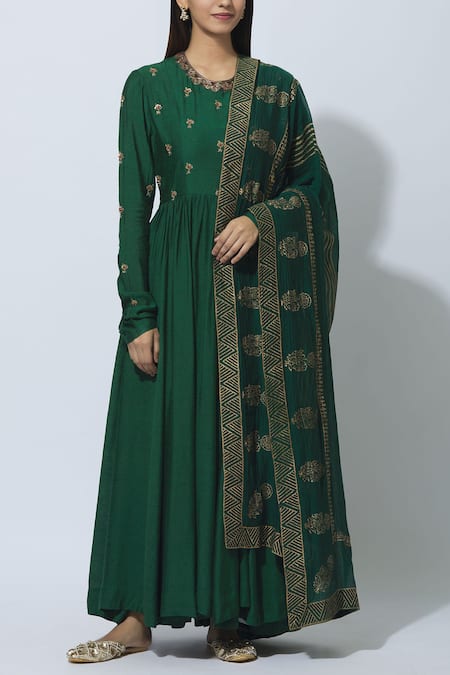 Virtuoso by Mekha and Anurag Chanderi Anarkali with Dupatta 