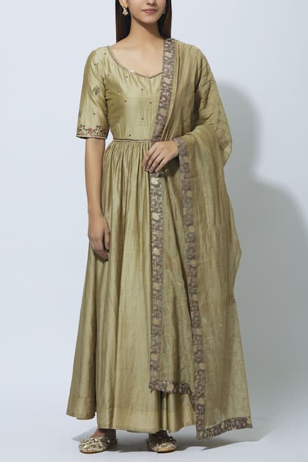 Virtuoso by Mekha and Anurag Chanderi Anarkali with Dupatta 