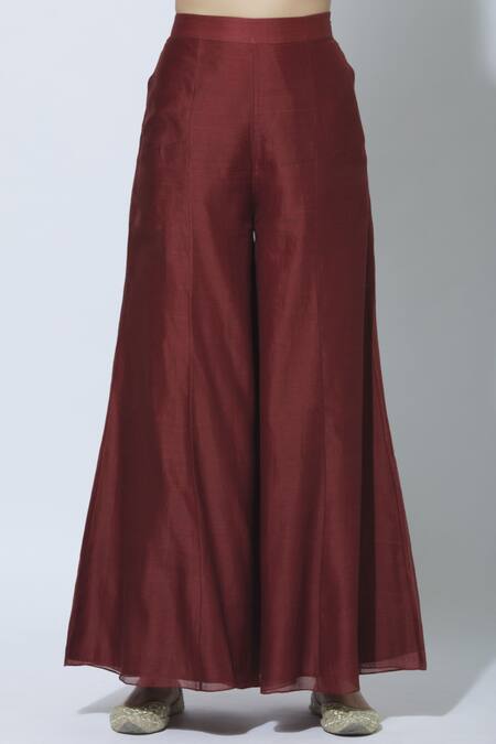 Shop_Virtuoso By Mekha And Anurag_Black Chanderi Round Block Print Kurta Palazzo Set_Online_at_Aza_Fashions