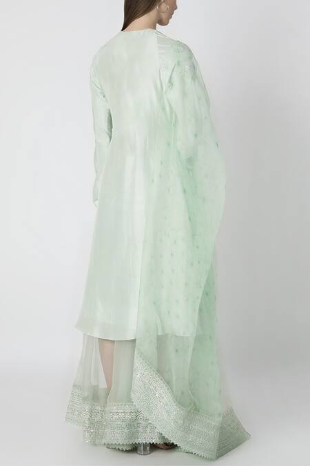Shop Masaba Green Silk Kurta Palazzo Set at Aza Fashions Shop_Masaba_Green Silk Kurta Palazzo Set_at_Aza_Fashions