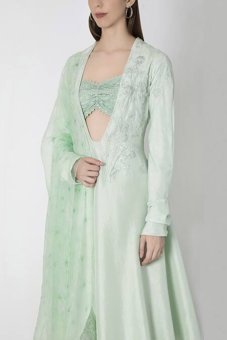 Shop Masaba Green Silk Kurta Palazzo Set Online at Aza Fashions Shop_Masaba_Green Silk Kurta Palazzo Set_Online_at_Aza_Fashions