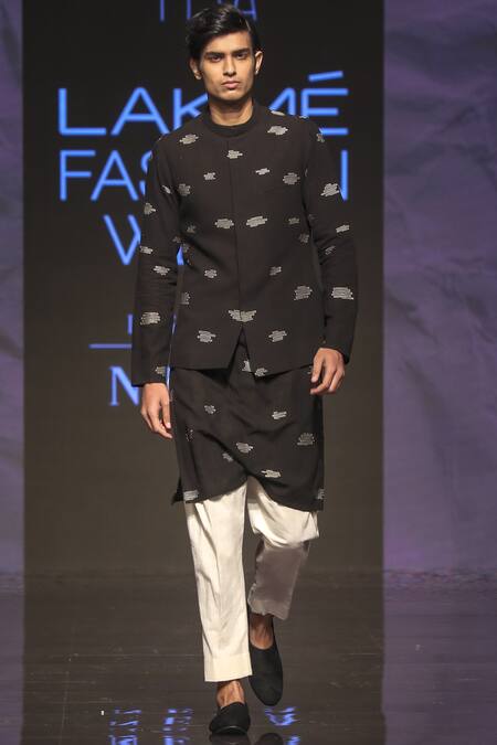 Tisa - Men Black Organic Cotton Bundi Kurta Set