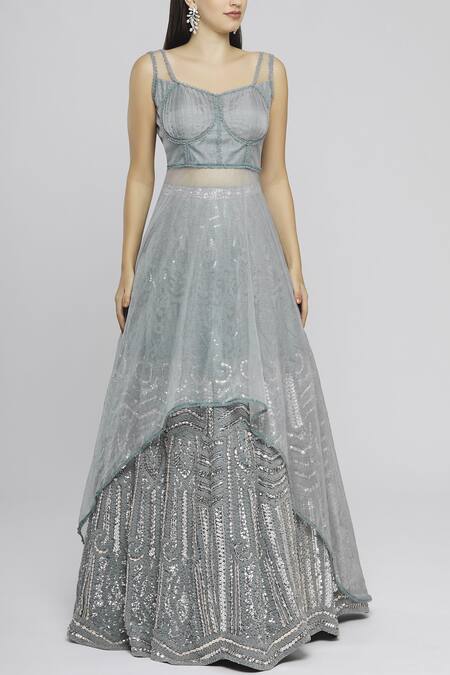 Buy Neeta Lulla Grey Embroidered Kurta Lehenga Set Online at Aza Fashions Buy_Neeta Lulla_Grey Embroidered Kurta Lehenga Set_Online_at_Aza_Fashions