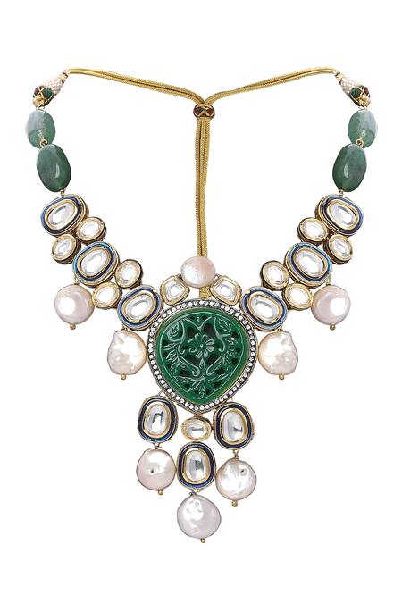 Joules By Radhika_Gold Plated Stones Necklace Set_Online_at_Aza_Fashions