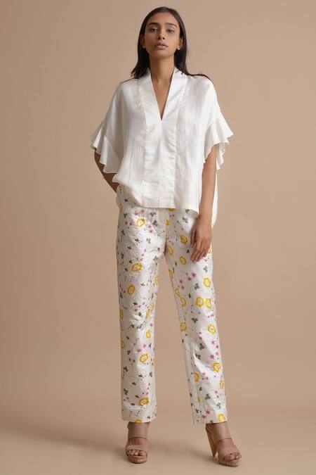 Buy_Kanelle_Off White Silk Top_Online_at_Aza_Fashions