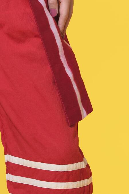 Buy_KA-Sha_Red Cotton Pants_Online_at_Aza_Fashions