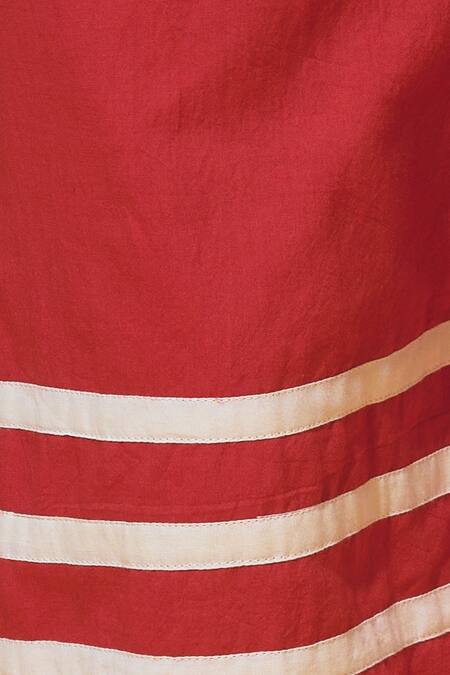 Shop_KA-Sha_Red Cotton Pants_Online_at_Aza_Fashions