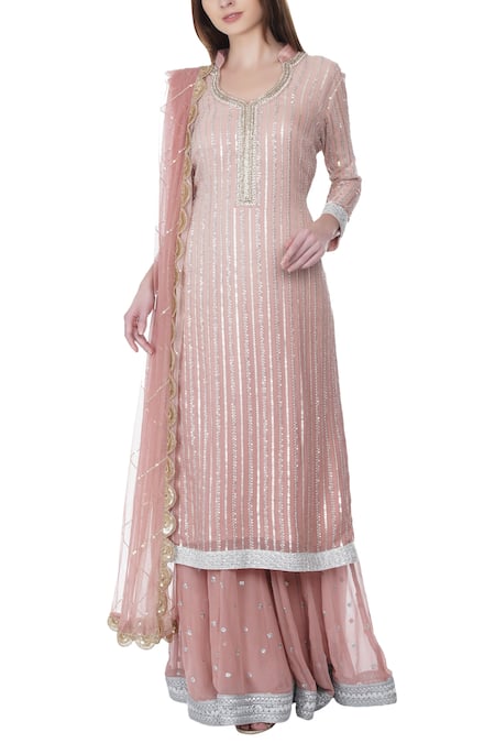 Bhumika Grover Pink Embellished Kurta Sharara Set 