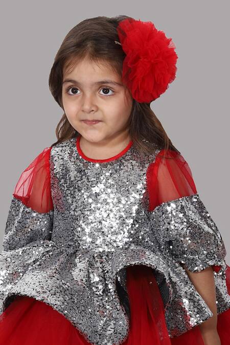 Buy_Janyas Closet_Red Sequin Embellished Dress _Online_at_Aza_Fashions