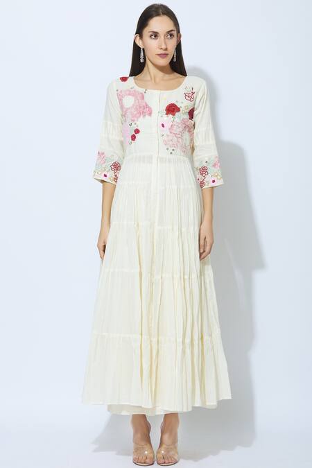 Buy_Itara_Off White Cotton Round Anarkali Palazzo Set_Online_at_Aza_Fashions