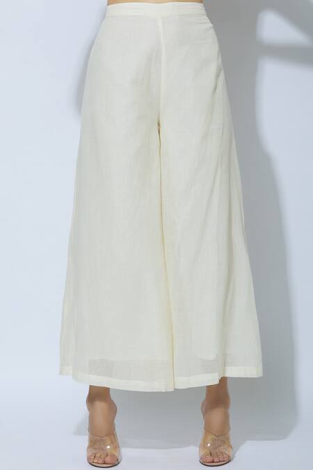 Shop_Itara_Off White Cotton Round Anarkali Palazzo Set_Online_at_Aza_Fashions