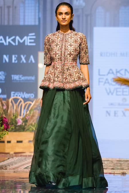 Shop Ridhi Mehra Off White Organza Round Embroidered Kurta Lehenga Set at Aza Fashions Shop_Ridhi Mehra_Off White Organza Round Embroidered Kurta Lehenga Set _at_Aza_Fashions