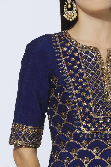 Esha Koul Blue Silk, Net, Georgette Split Kurta Sharara Set at Aza Fashions Esha Koul_Blue Silk, Net, Georgette Split Kurta Sharara Set _at_Aza_Fashions