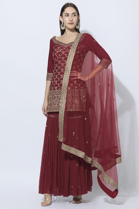 Esha Koul Silk Kurta Sharara Set 