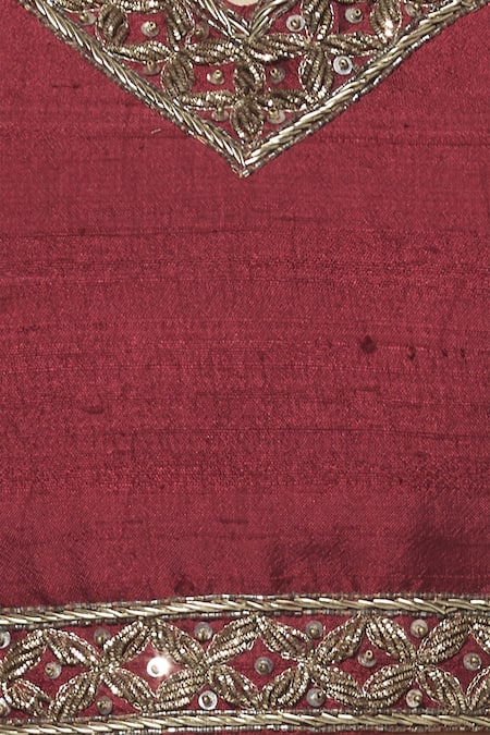 Esha Koul_Maroon Silk, Net Sweetheart Neck Bridal Lehenga Set _at_Aza_Fashions