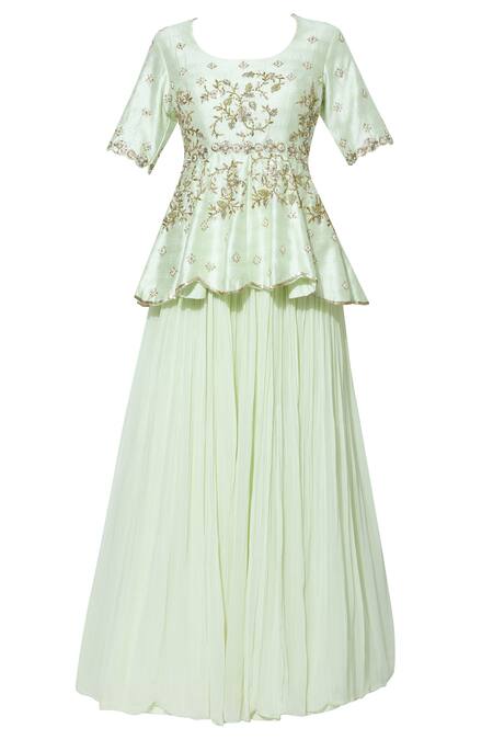 Buy NIDHIKA SHEKHAR Green Silk, Organza, Georgette, Can Can, Shantoon Embroidered Kurta Lehenga Set Online at Aza Fashions Buy_NIDHIKA SHEKHAR_Green Silk, Organza, Georgette, Can Can, Shantoon Embroidered Kurta Lehenga Set _Online_at_Aza_Fashions