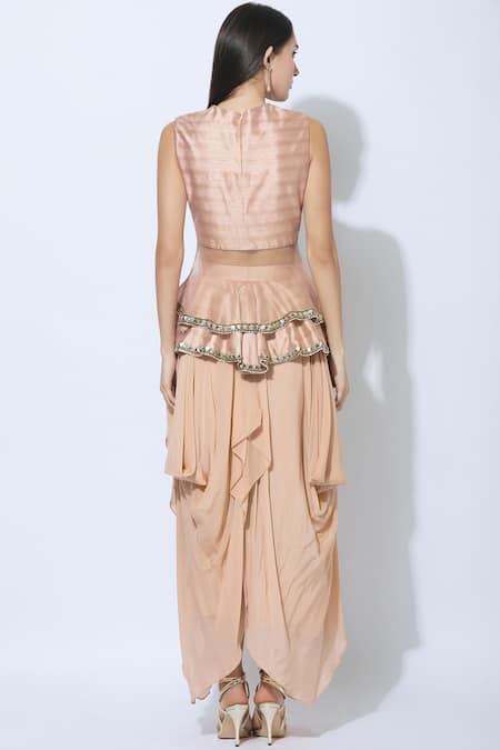 Shop NIDHIKA SHEKHAR Pink Silk, Shantoon Lining Round Embellished Tunic Set at Aza Fashions Shop_NIDHIKA SHEKHAR_Pink Silk, Shantoon Lining Round Embellished Tunic Set _at_Aza_Fashions