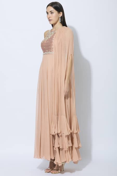 Buy NIDHIKA SHEKHAR Pink Silk, Net, Georgette, Shantoon Lining Round Draped Anarkali Online at Aza Fashions Buy_NIDHIKA SHEKHAR_Pink Silk, Net, Georgette, Shantoon Lining Round Draped Anarkali _Online_at_Aza_Fashions