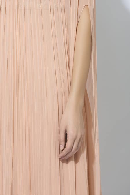 NIDHIKA SHEKHAR Pink Silk, Net, Georgette, Shantoon Lining Round Draped Anarkali at Aza Fashions NIDHIKA SHEKHAR_Pink Silk, Net, Georgette, Shantoon Lining Round Draped Anarkali _at_Aza_Fashions