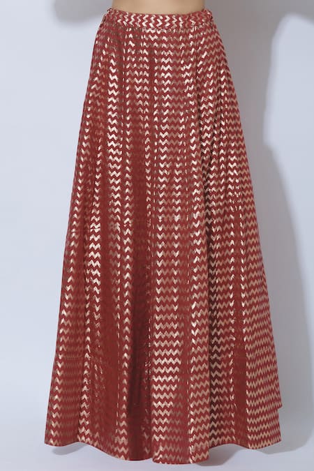 Shop NIDHIKA SHEKHAR Red Silk, Chanderi, Georgette, Shantoon Lining Embroidered Kurta Lehenga Set Online at Aza Fashions Shop_NIDHIKA SHEKHAR_Red Silk, Chanderi, Georgette, Shantoon Lining Embroidered Kurta Lehenga Set _Online_at_Aza_Fashions