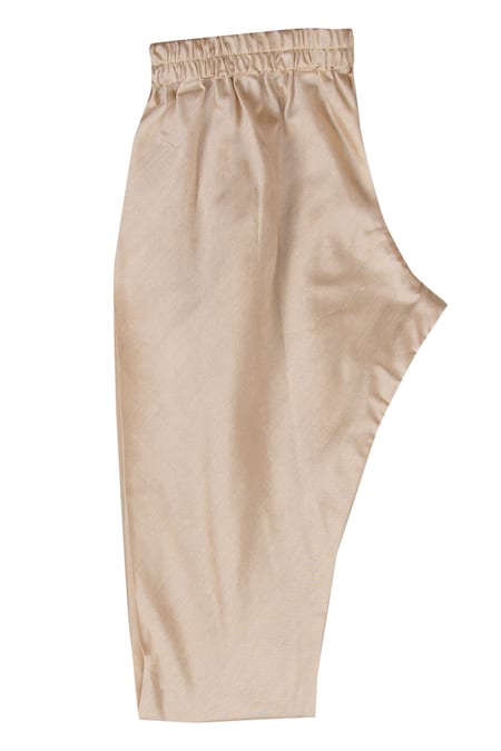 Minikin_Beige Cotton, Silk Brooches Sherwani Set _Online_at_Aza_Fashions