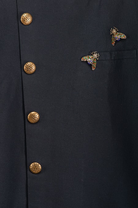 Buy_Minikin_Beige Cotton, Silk Brooches Sherwani Set _Online_at_Aza_Fashions