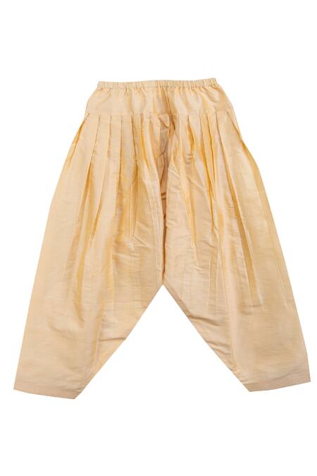 Minikin_Beige Cotton, Silk Brooches Bandhgala Set_Online_at_Aza_Fashions