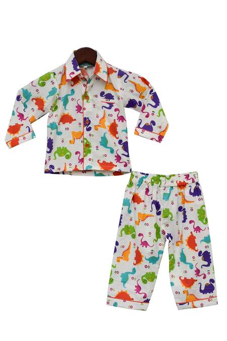 Fayon Kids_White Cotton Printed Pyjama Set _Online_at_Aza_Fashions