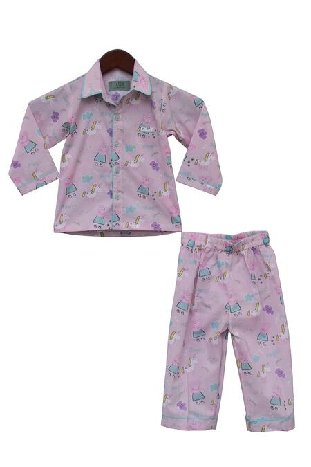 Fayon Kids_Purple Cotton Printed Pyjama Set _Online_at_Aza_Fashions