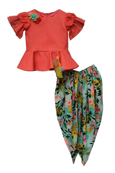 Fayon Kids_Green Cotton Printed Dhoti Pant Set _Online_at_Aza_Fashions