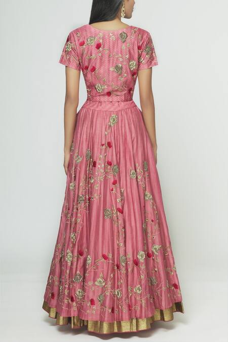 Shop Prama By Pratima Pandey Pink Silk Chanderi Round Lehenga Set at Aza Fashions Shop_Prama By Pratima Pandey_Pink Silk Chanderi Round Lehenga Set _at_Aza_Fashions