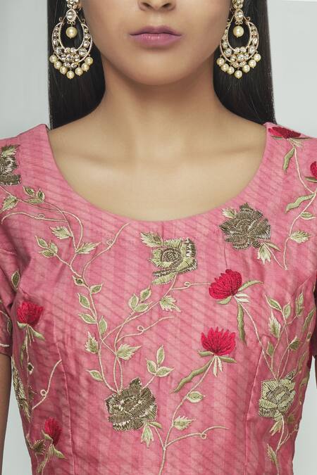 Prama By Pratima Pandey Pink Silk Chanderi Round Lehenga Set at Aza Fashions Prama By Pratima Pandey_Pink Silk Chanderi Round Lehenga Set _at_Aza_Fashions