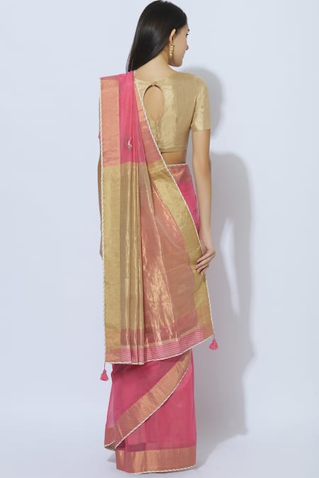 Shop Prama By Pratima Pandey Pink Silk Chanderi Saree at Aza Fashions Shop_Prama By Pratima Pandey_Pink Silk Chanderi Saree _at_Aza_Fashions