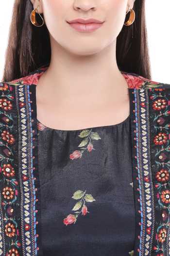 Shop_Soup By Sougat Paul_Blue Cotton Silk Round Printed Jacket Skirt Set _Online_at_Aza_Fashions