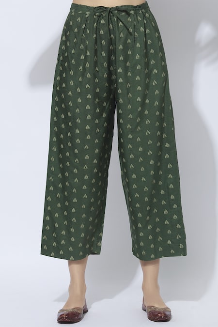 Shop_Arcvsh By Pallavi Singh_Green Silk Chanderi Kurta, Slip Round Set_Online_at_Aza_Fashions