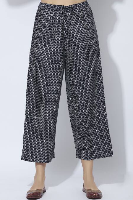 Buy_Arcvsh By Pallavi Singh_Blue Silk Chanderi Kurta Band Collar Slip Round And Palazzo Set_Online_at_Aza_Fashions