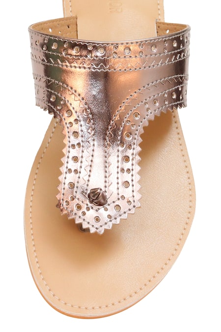 Buy_Aprajita Toor_Beige Cutwork T-strap Flats_Online_at_Aza_Fashions