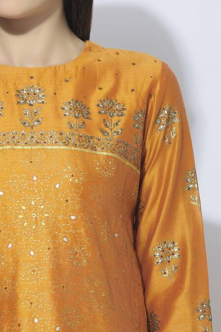 Neeta Bhargava Yellow Silk, Cotton, Organza Round Kurta Sharara Set at Aza Fashions Neeta Bhargava_Yellow Silk, Cotton, Organza Round Kurta Sharara Set _at_Aza_Fashions