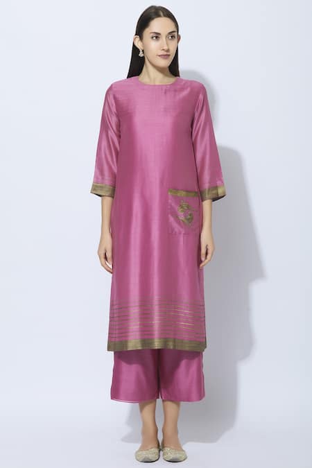 Buy Neeta Bhargava Pink Silk, Cotton, Organza Round Hand Painted Kurta Set Online at Aza Fashions Buy_Neeta Bhargava_Pink Silk, Cotton, Organza Round Hand Painted Kurta Set _Online_at_Aza_Fashions