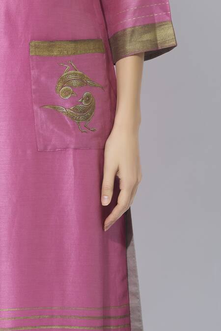 Neeta Bhargava Pink Silk, Cotton, Organza Round Hand Painted Kurta Set at Aza Fashions Neeta Bhargava_Pink Silk, Cotton, Organza Round Hand Painted Kurta Set _at_Aza_Fashions