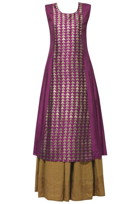 Buy Neeta Bhargava Gold Silk, Cotton, Organza Jacket Mandarin Collar Hand Painted Lehenga Set Online at Aza Fashions Buy_Neeta Bhargava_Gold Silk, Cotton, Organza Jacket Mandarin Collar Hand Painted Lehenga Set _Online_at_Aza_Fashions