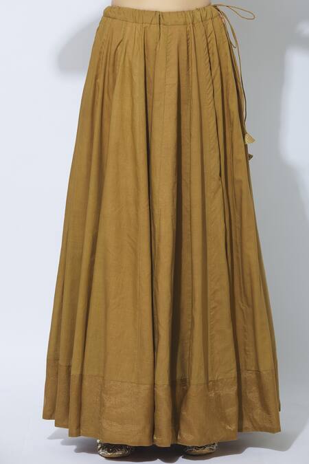 Shop Neeta Bhargava Gold Silk, Cotton, Organza Jacket Mandarin Collar Hand Painted Lehenga Set Online at Aza Fashions Shop_Neeta Bhargava_Gold Silk, Cotton, Organza Jacket Mandarin Collar Hand Painted Lehenga Set _Online_at_Aza_Fashions