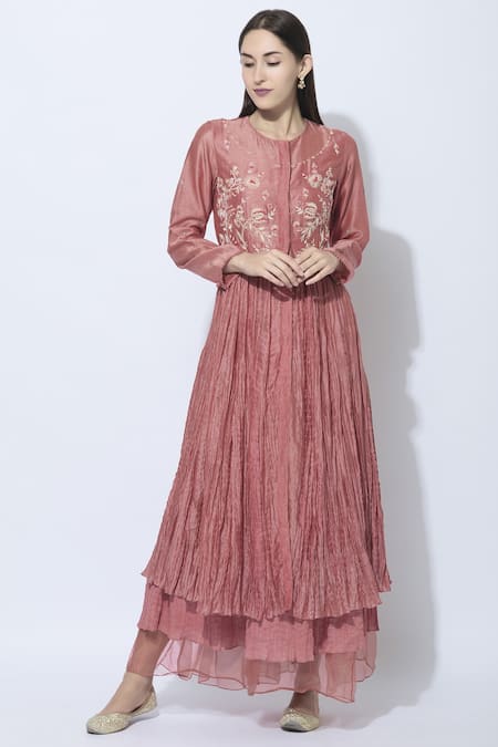 Neeta Bhargava Silk Kurta Skirt Set 