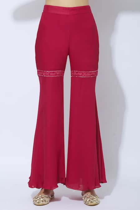 Shop Samatvam By Anjali Bhaskar Pink Georgette, Satin Square Neck Embellished Kurta Sharara Set Online at Aza Fashions Shop_Samatvam By Anjali Bhaskar_Pink Georgette, Satin Square Neck Embellished Kurta Sharara Set _Online_at_Aza_Fashions